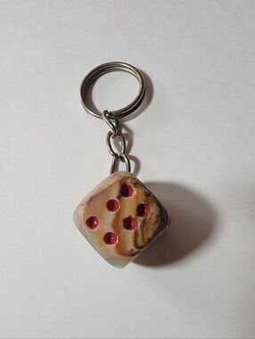 Rustic Onyx Dice Natural Stone Keychain